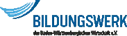 Das Logo besteht aus vier Strichen, die eine Kurve zeigen und dem Schriftzug Bildungswerk